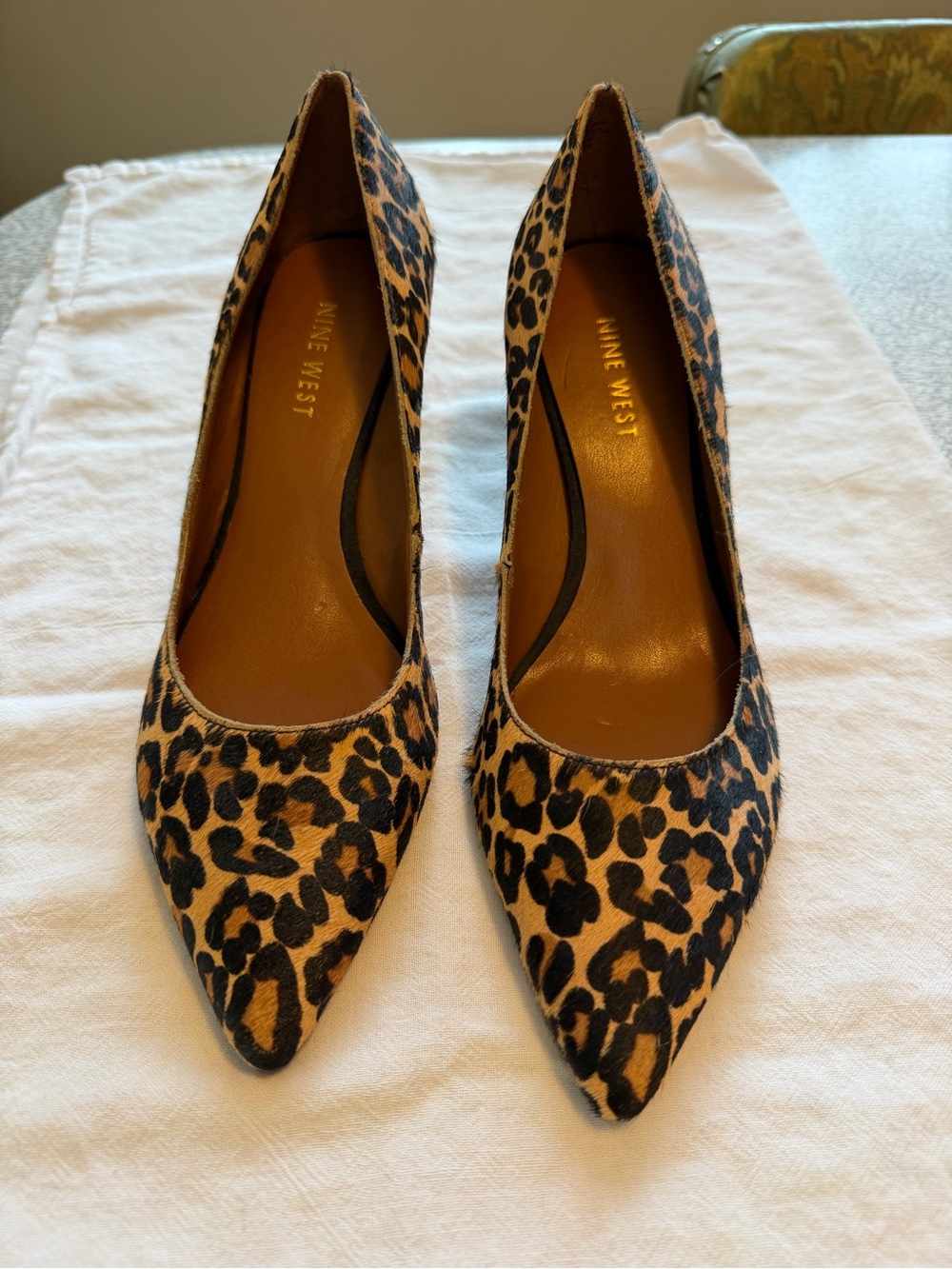 Nine West Leopard-Print Pointed Pumps - Brown/Black